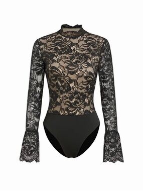 cider Black Lace Long-Sleeve Bodysuit small nwt